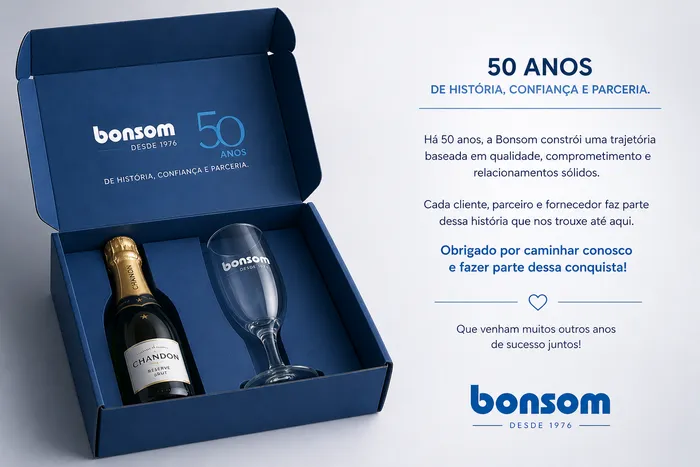 Kit comemorativo de 50 anos da Bonsom