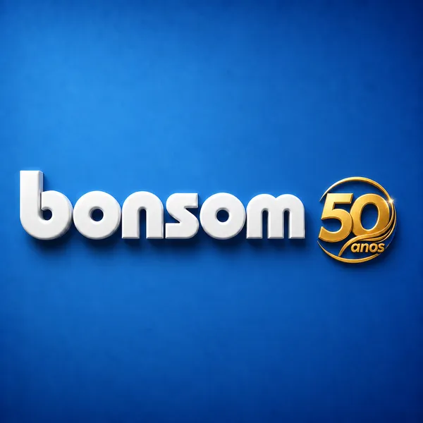 Logo da Bonsom com o selo de 50 anos