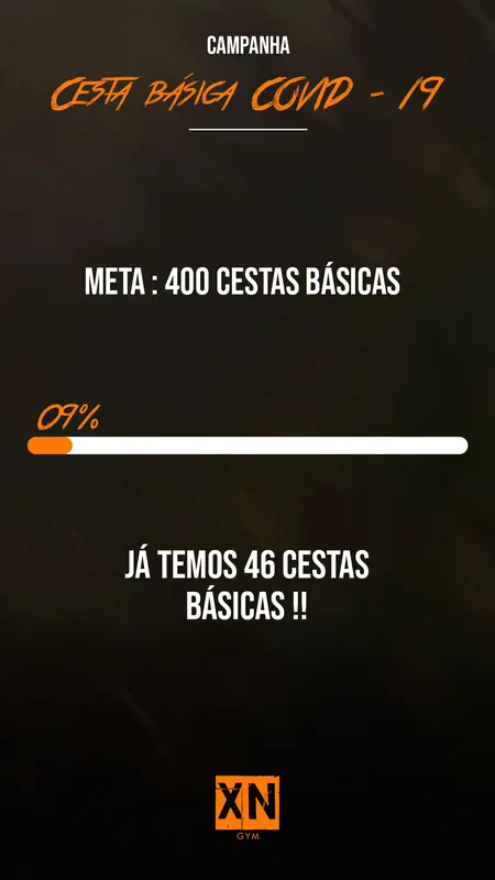 Story da campanha Cesta Básica Covid-19 com meta de 400 cestas